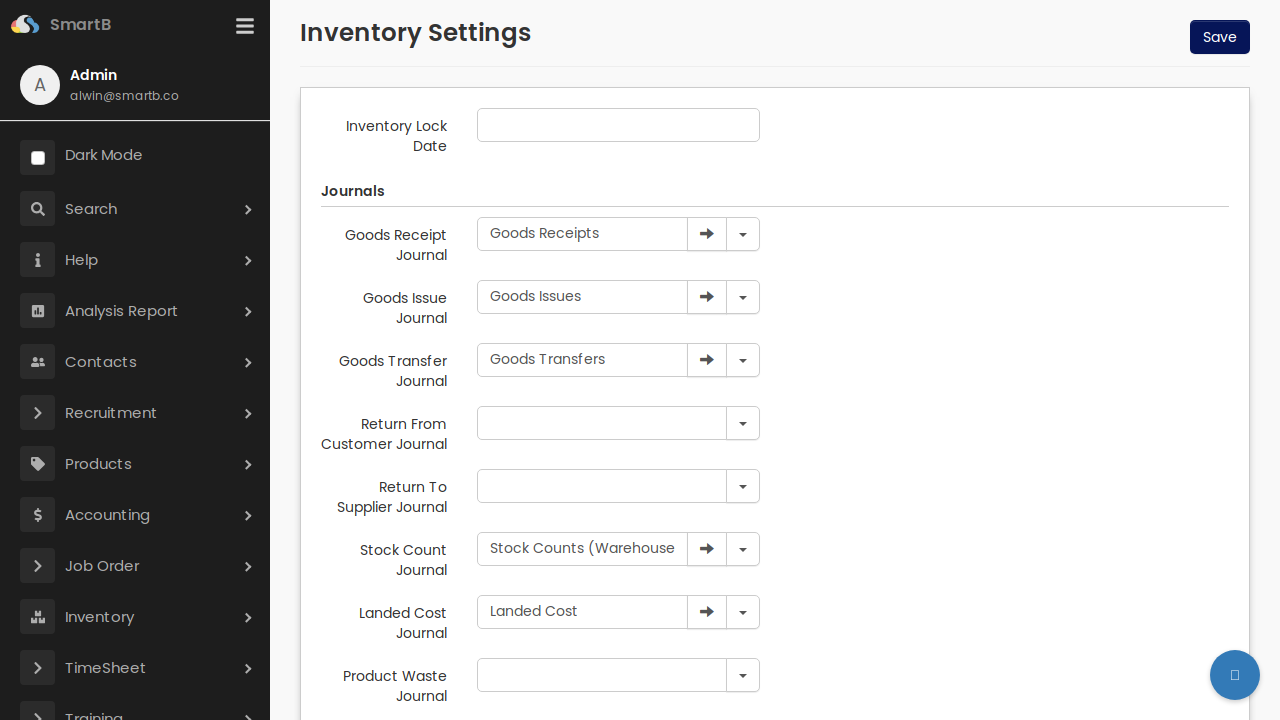 Inventory Settings