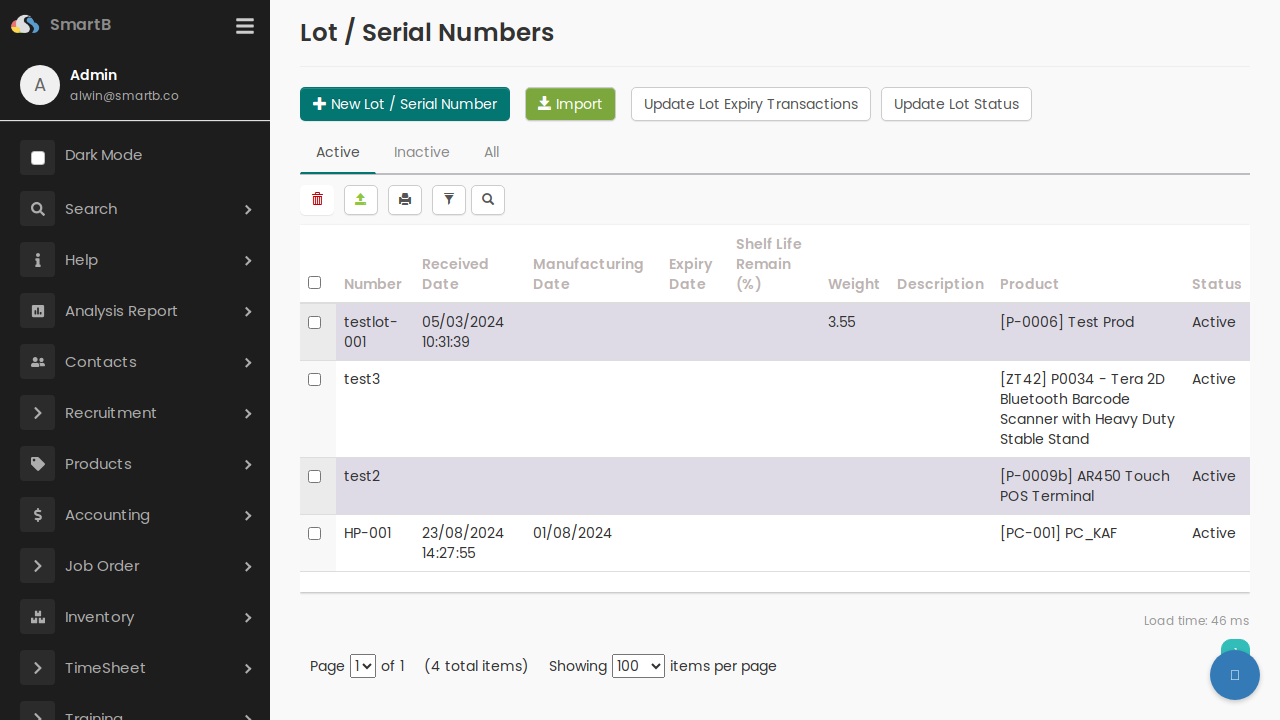 Lot / Serial Numbers